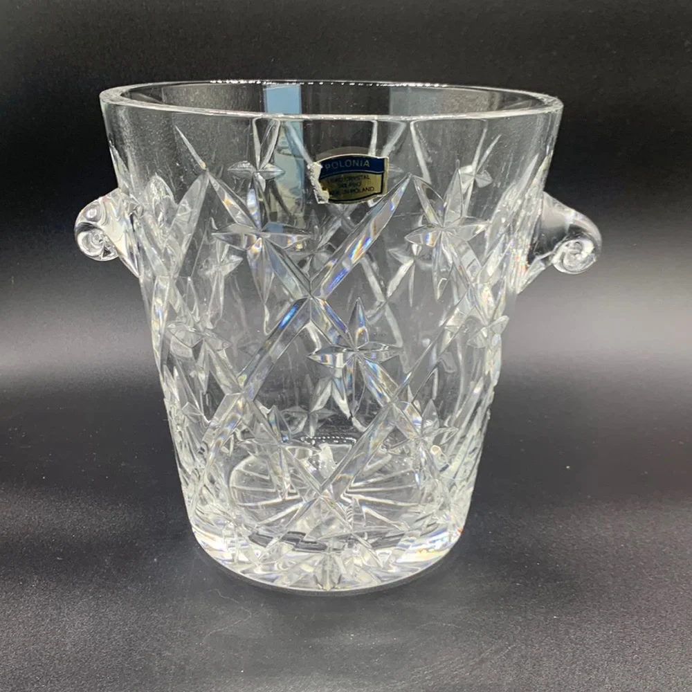 Vintage Polonia Cut Lead Crystal 24% PBo Made in Poland Ice Bucket
